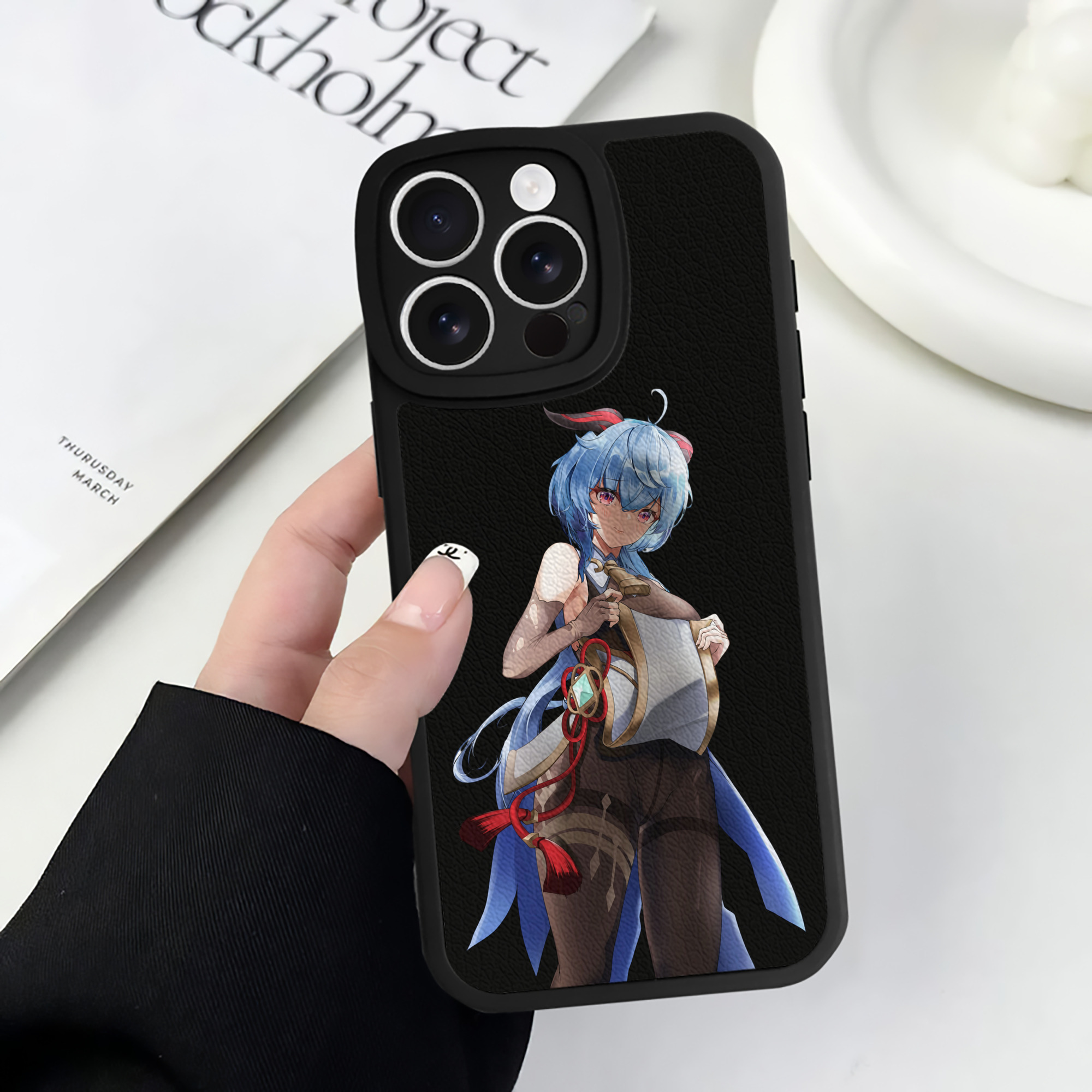 げんし神 甘雨 かんう genshin Ganyu 【iPhone 16シリーズ対応】シリコンスマホケース（レザー調） 材質：シリコン